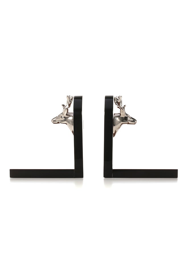 TOOARTS - Bookends Silvery Deer Head Art Bookends Bookends Black - Image 1