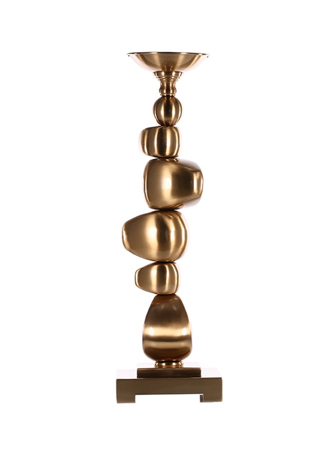 توراتس شمعدان ذو قاعدة مربعة مزدوجة وبتصميم مجسم معدني ذهبي 1128جرام - Image 1