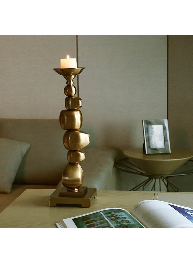 توراتس شمعدان ذو قاعدة مربعة مزدوجة وبتصميم مجسم معدني ذهبي 1128جرام - Image 3