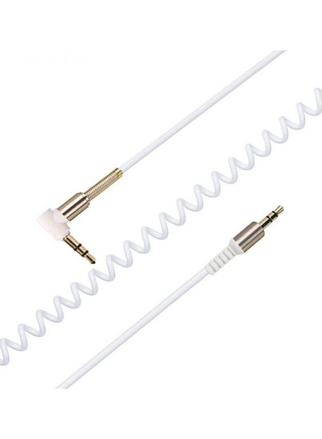 L Shaped Angle Car Audio Headphone Jack Cable White  - Image 1