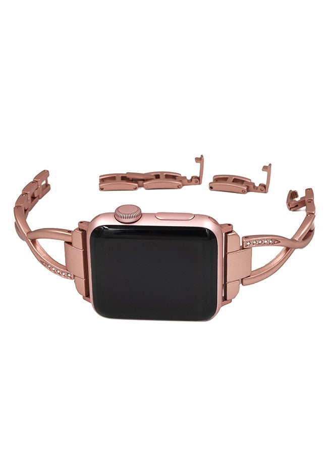 Women's Diamond Inserted Apple Watch Replacement Strap Rose Gold - Image 2