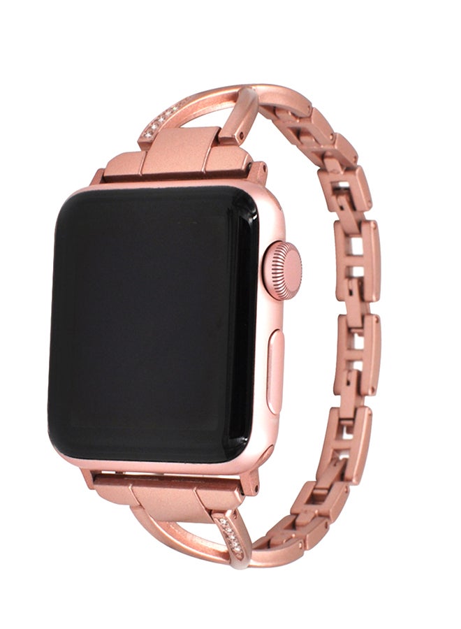 Women's Diamond Inserted Apple Watch Replacement Strap Rose Gold - Image 1