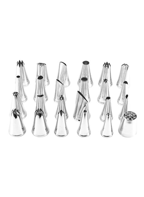 24-Piece Icing Piping Nozzles Set Silver