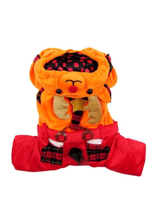 Lovely Deer Suspender Winter Jumpsuit Red/Orange/Black M