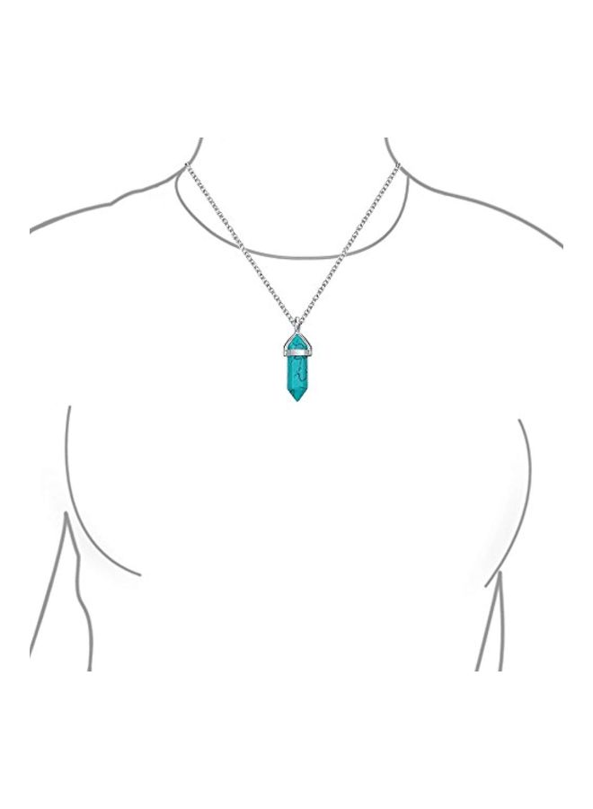 BLING JEWELRY Stainless Steel Turquoise Studded Pyramid Shaped Pendant Necklace And Ring Set - Image 5