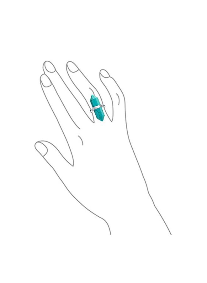 BLING JEWELRY Stainless Steel Turquoise Studded Pyramid Shaped Pendant Necklace And Ring Set - Image 4