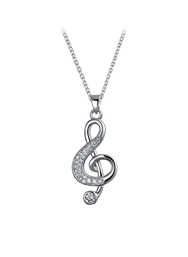 بلينج جولري قلادة بدلاية على شكل علامة موسيقية من النحاس الأصفر مطلية بالفضة ومرصعة بالزركونيا المكعبة - Image 1