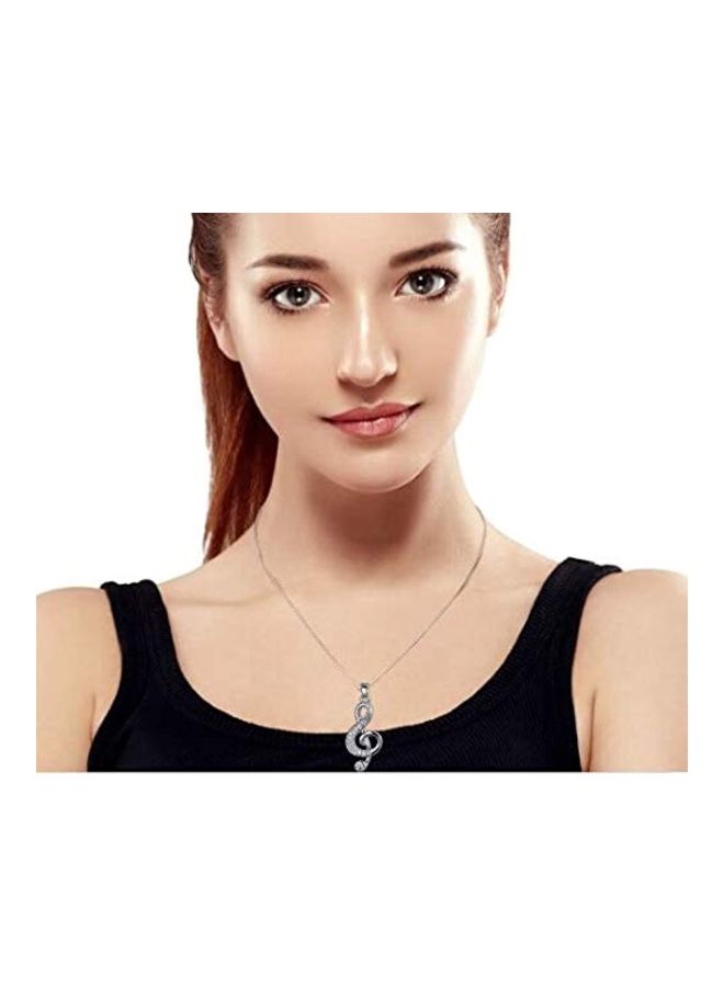 بلينج جولري قلادة بدلاية على شكل علامة موسيقية من النحاس الأصفر مطلية بالفضة ومرصعة بالزركونيا المكعبة - Image 4