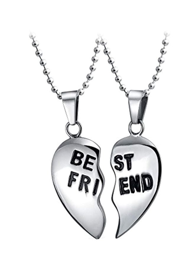 بلينج جولري طقم مكون من قلادتين من الستانلس ستيل بدلايات على شكل قلب - Image 1