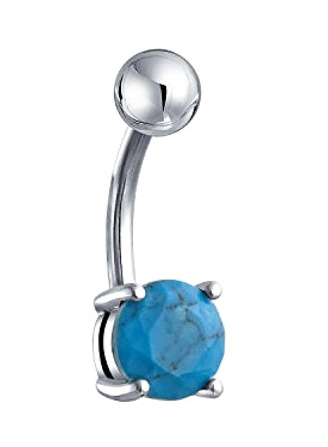 BLING JEWELRY 316L Stainless Steel Turquoise Studded Belly Ring - Image 1
