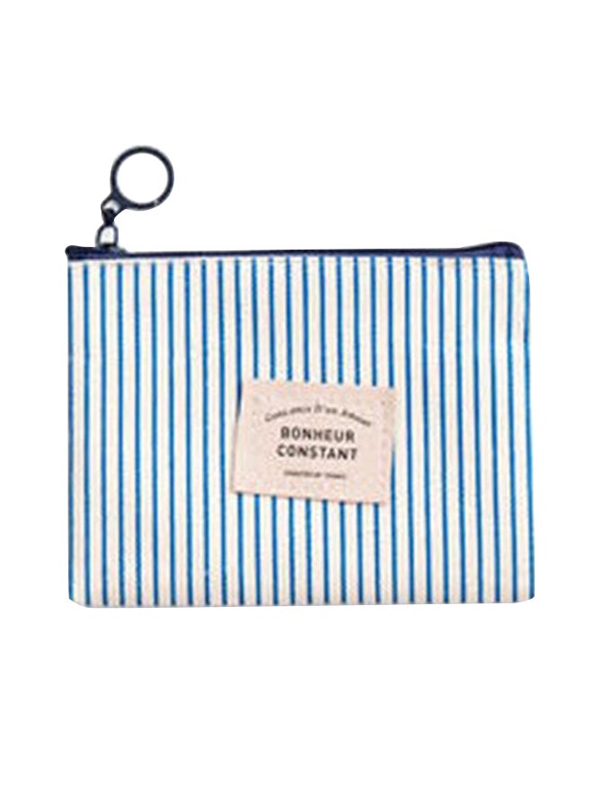 iTelker Striped Minimalism Canvas Pencil Case Blue
