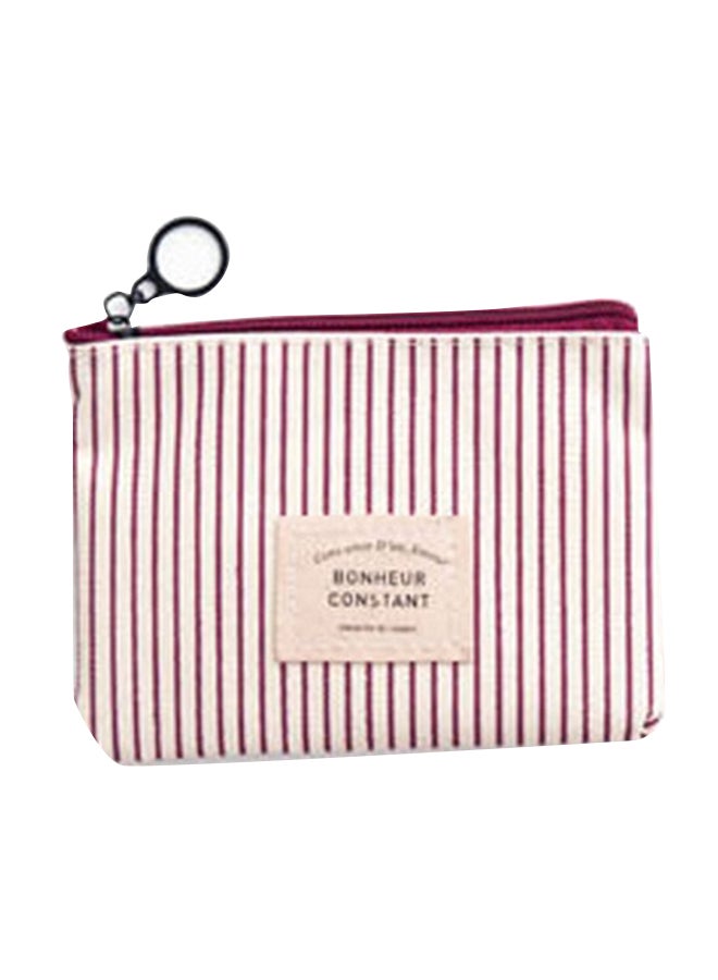 iTelker Striped Minimalism Canvas Pencil Case Pink