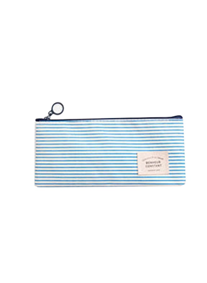 iTelker Striped Minimalism Canvas Pencil Case Blue