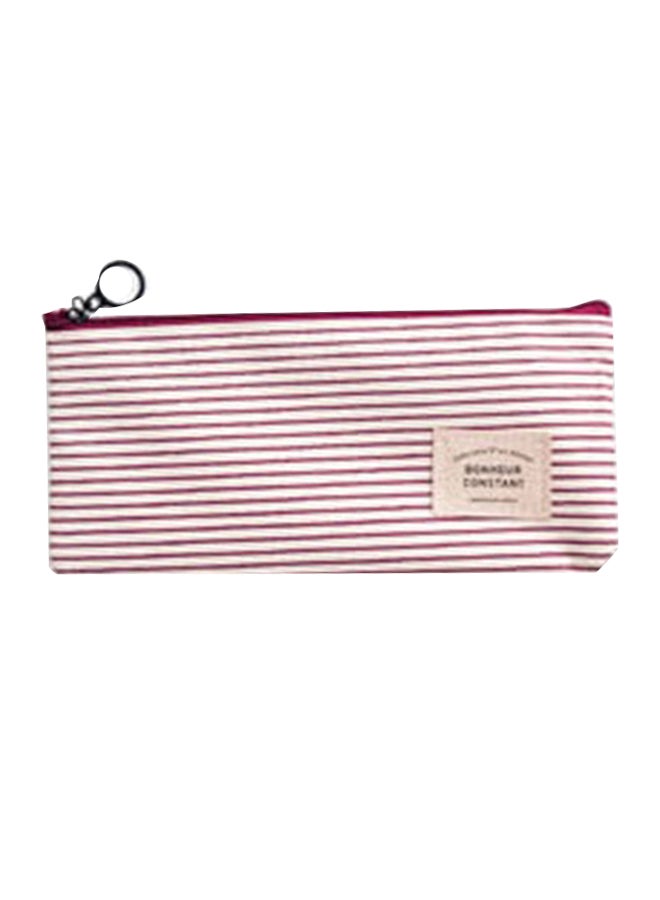 iTelker Striped Minimalism Canvas Pencil Case Pink