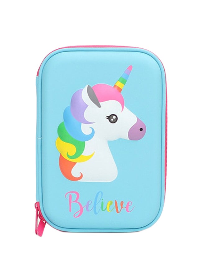 iTelker Unicorn Printed Pencil Case Blue