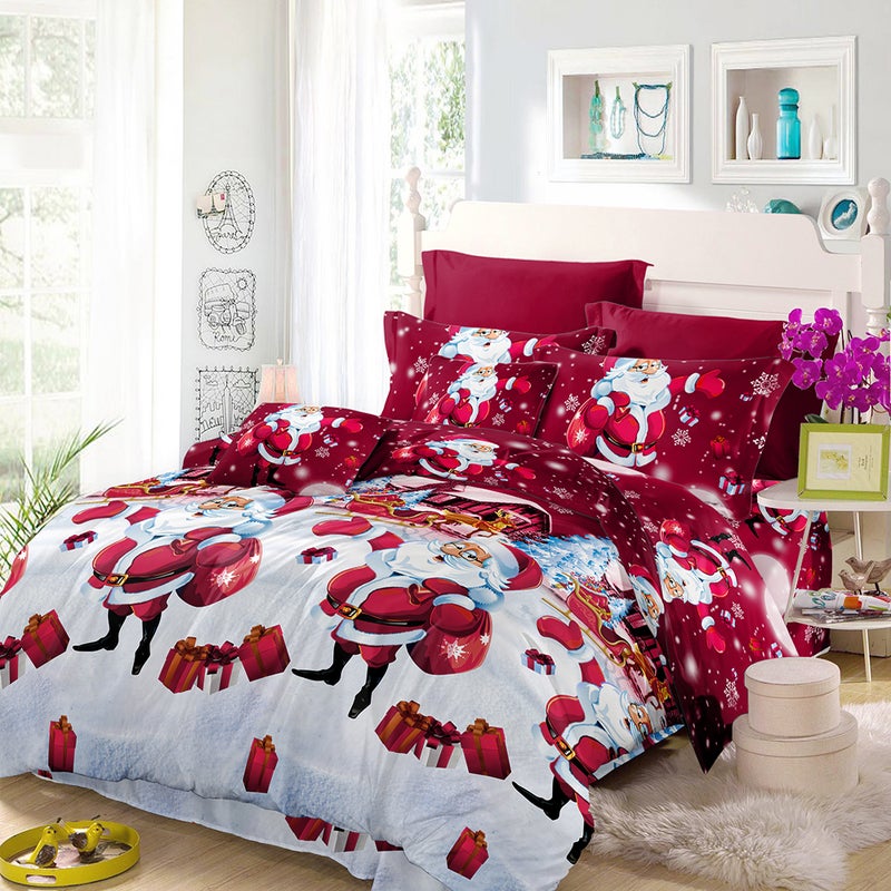Generic - 4-Piece 3D Printed Cartoon Bed Sheet Set Cotton Multicolour - Image 1