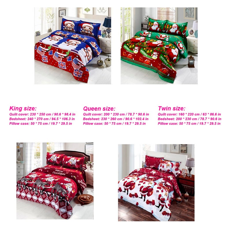 Generic - 4-Piece 3D Printed Cartoon Bed Sheet Set Cotton Multicolour - Image 1