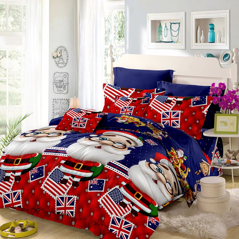 4-Piece 3D Printed Cartoon Bed Sheet Set Cotton Multicolour  - Image 5