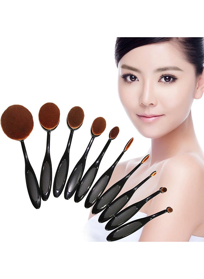 Set Of 10 Oval Makeup Brushes Black - Image 5