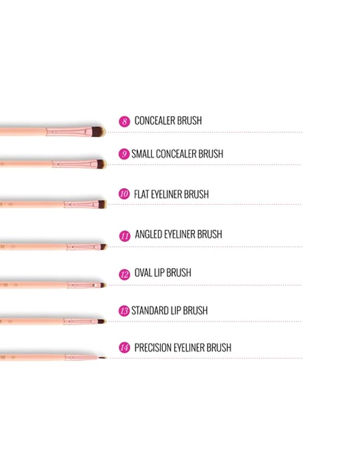 بي إتش كوزماتكس طقم فرش مكياج مع حقيبة وردي - Image 4