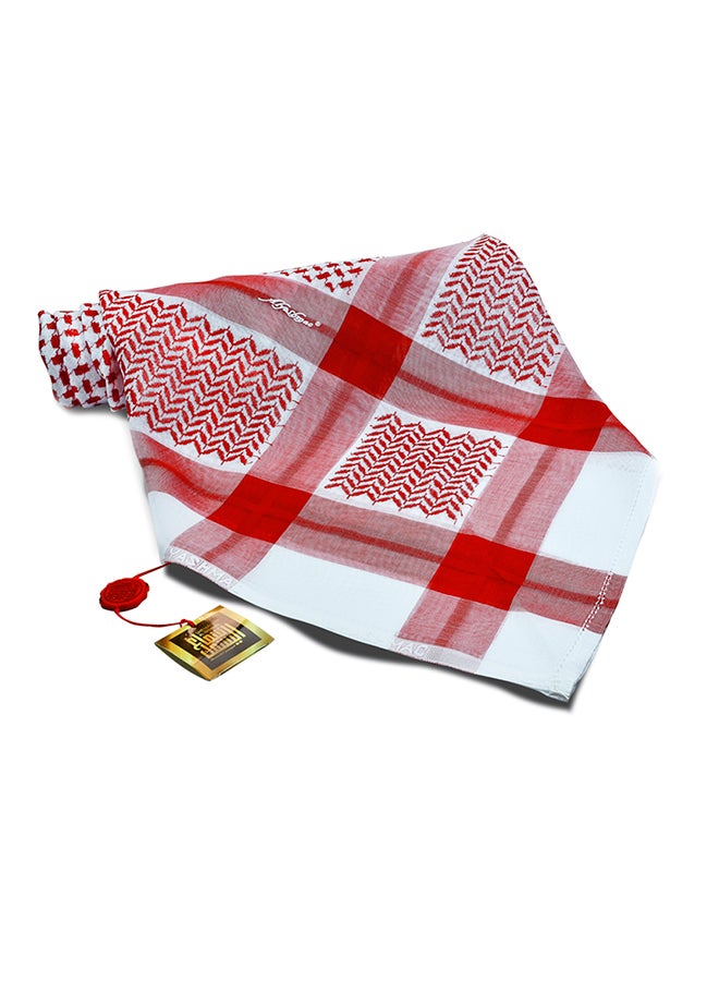 اليشمك - شماغ قطن مطبوع أحمر/أبيض - Image 1
