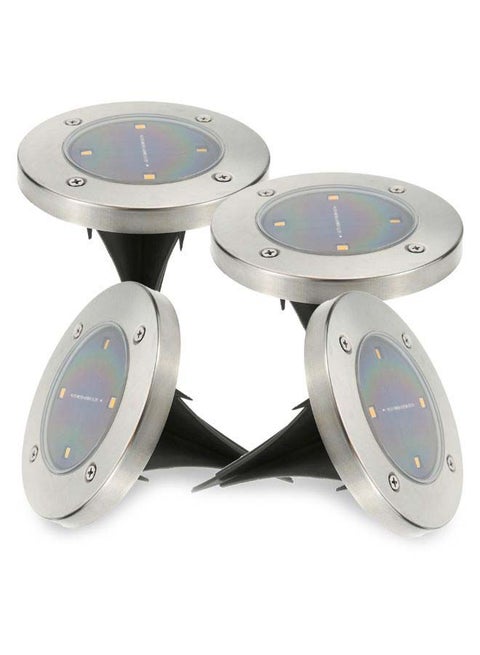 4 -Piece Solar Powered Ground Light Set Warm White