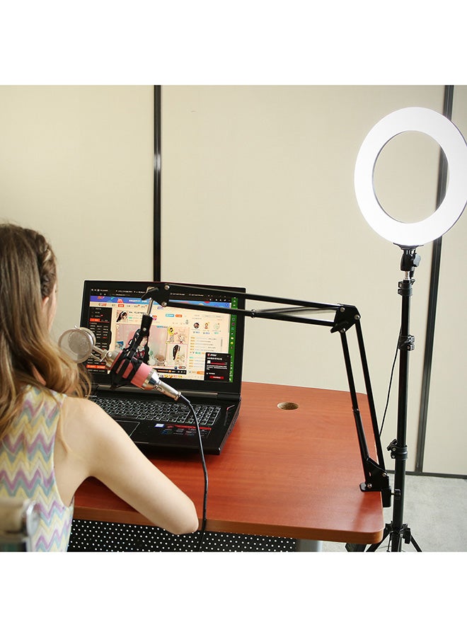 مصباح إضاءة LED أستوديو على شكل حلقة لتصوير الفيديو أسود - Image 3
