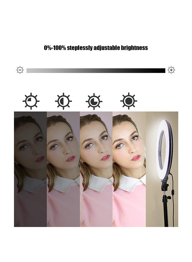 مصباح إضاءة LED أستوديو على شكل حلقة لتصوير الفيديو أسود - Image 3