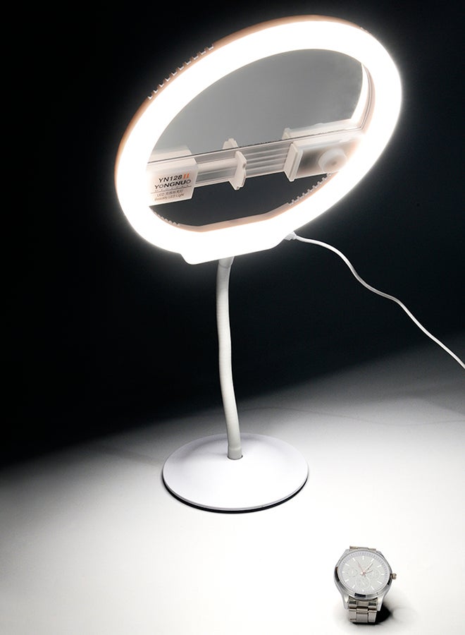 يونجنيو مصباح LED حلقي قابل للتعتيم لتصوير الفيديو طراز YN128II أبيض - Image 3