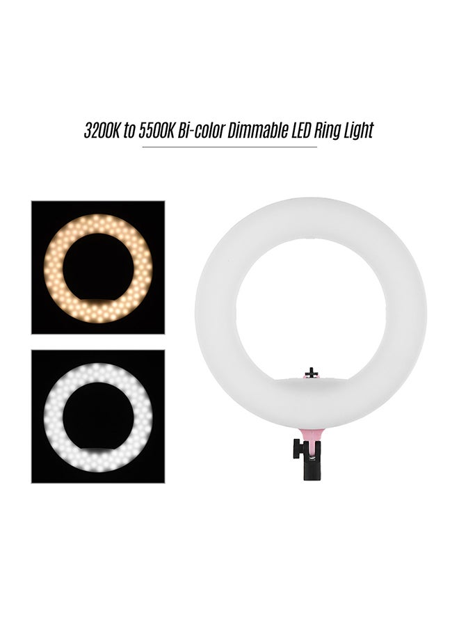 مصباح LED بشكل حلقة وبدرجة سطوع لوني 3200 - 5500 كلفن بقدرة 38 وات مكون 192 قطعة أبيض - Image 2