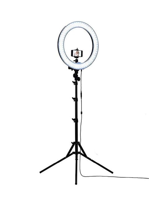 Phone Stand With Microphone Holder And Selfie Ring Light 2179300456 White/Black