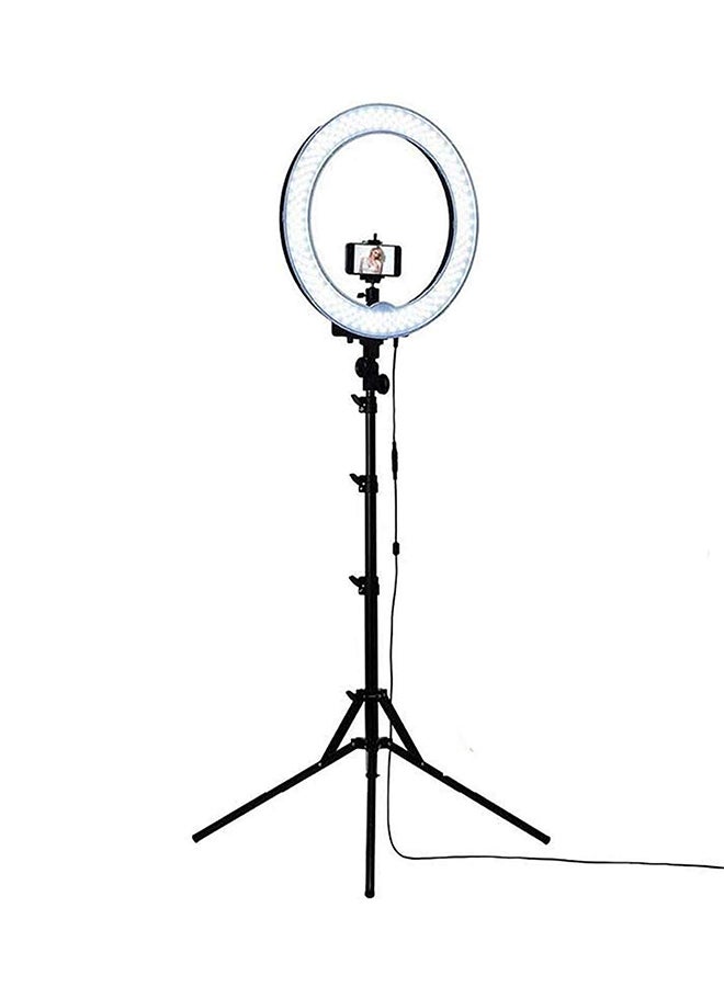 Generic - Phone Stand With Microphone Holder And Selfie Ring Light 2179300456 White/Black - Image 1