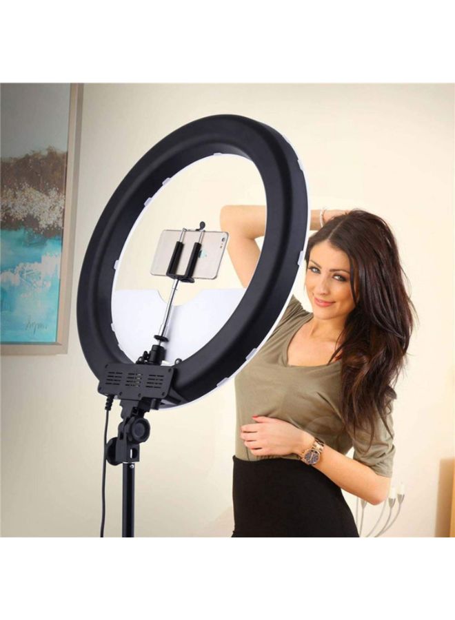 Generic - Phone Stand With Microphone Holder And Selfie Ring Light 2179300456 White/Black - Image 1
