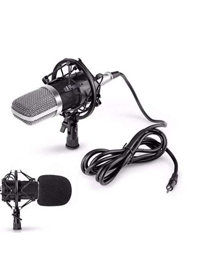 3.5mm Wired Condenser Microphone With Metal Shock Mount 4458000182 White/Black  - Image 2