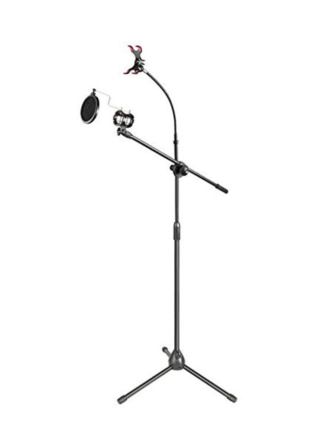 Floor Stand Metal Microphone With Boom Arm 1841700252 Black - Image 1