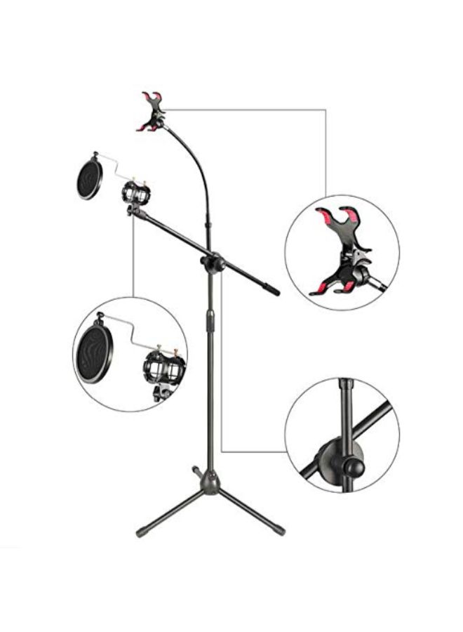 Floor Stand Metal Microphone With Boom Arm 1841700252 Black - Image 3