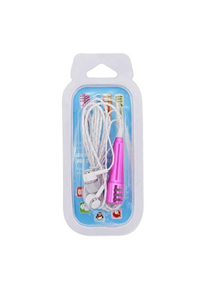 Mini Karoke Microphone With Earphone Set For Mobile Phone 4456200182 Pink/White  - Image 3