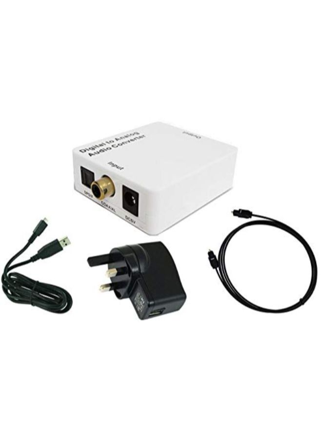Digital Optical SPDIF/Coaxial to Analog RCA L/R Audio Converter White  - Image 2