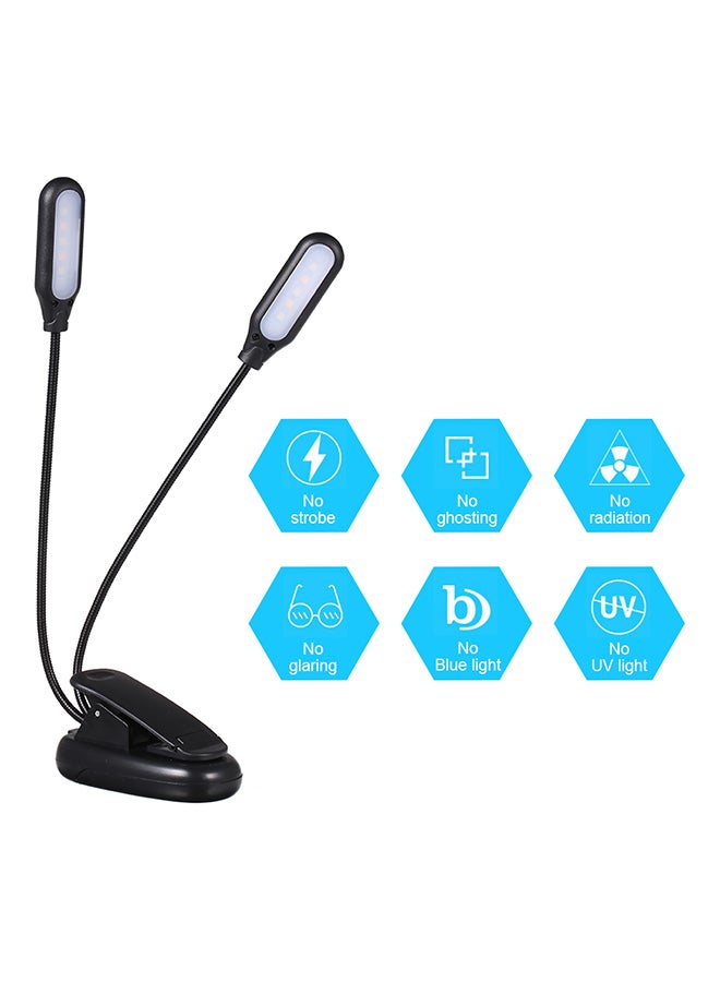 10 LED 2 Light Colour 3 Illumination Modes Table Lamp With Clamp Clip And USB Charging Port Black 0.095kg - Image 2