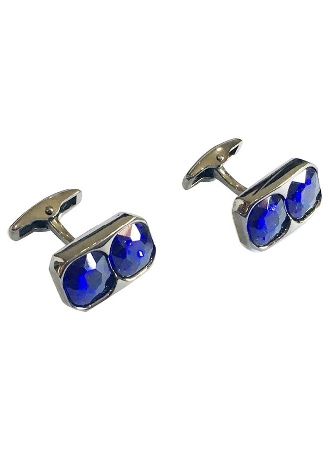Alyashmac - Steel And Crystal Studded Cufflinks - Image 1