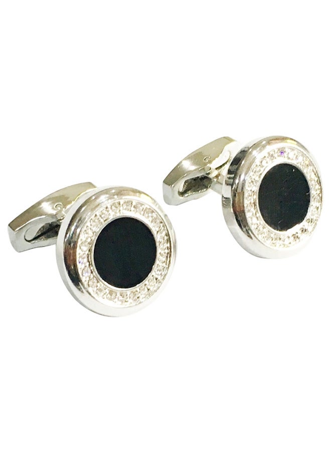 Alyashmac - Stylish Steel And Crystal Cufflinks - Image 1