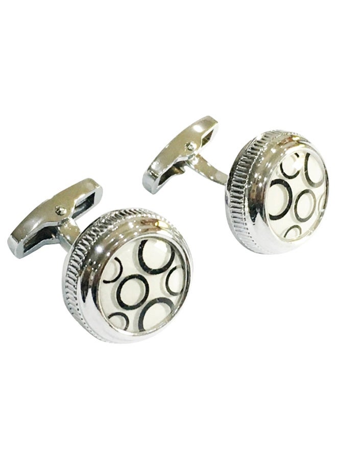 Alyashmac - Steel And Crystal Round Cufflinks - Image 1