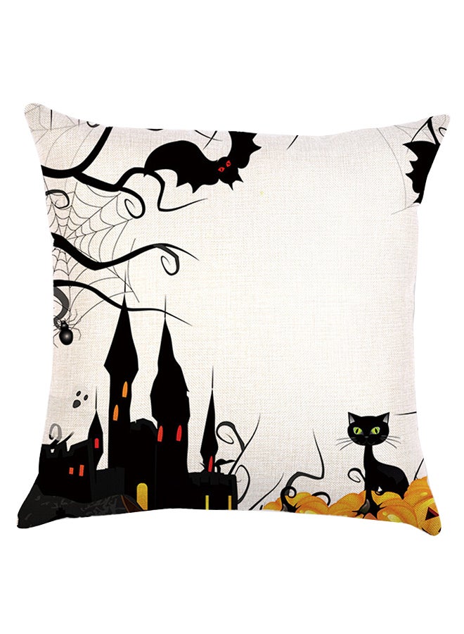 Happy Halloween Square Pillow Cover cotton_blend Multicolour