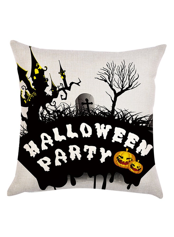 Happy Halloween Square Pillow Cover cotton_blend Multicolour