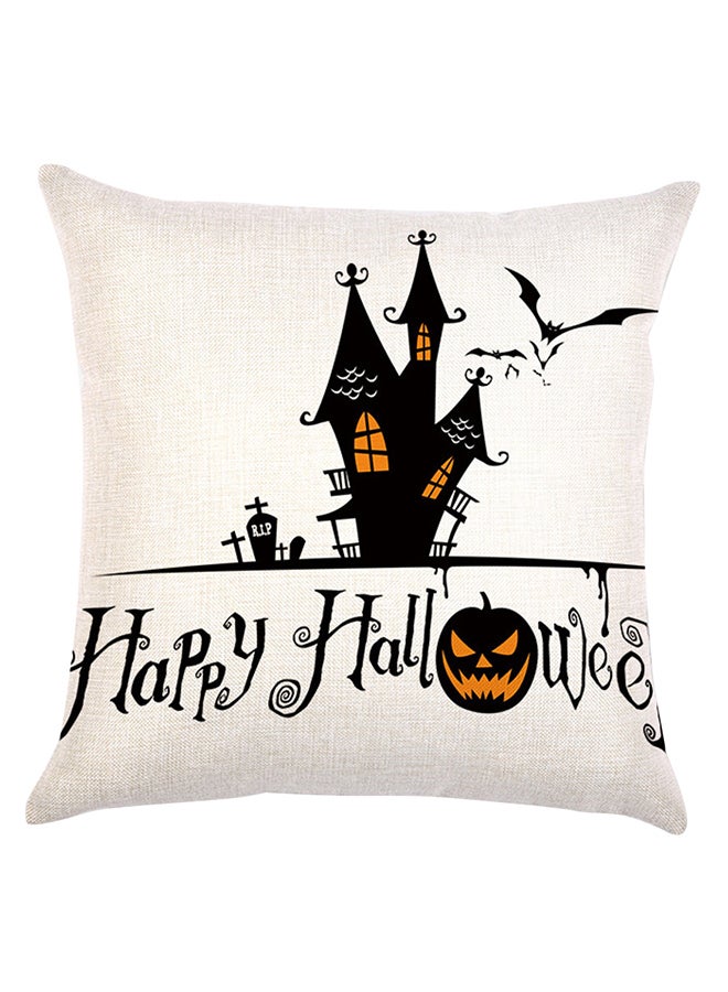 Happy Halloween Square Pillow Cover cotton_blend Multicolour