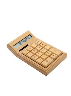 Generic Dual Power Bamboo Electronic Calculator Brown 