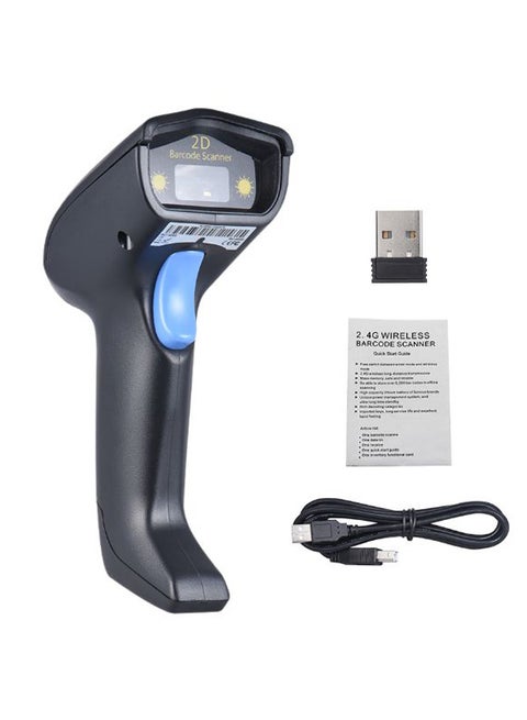 QR Bar Code Scanner Reader With Receiver Black/Blue