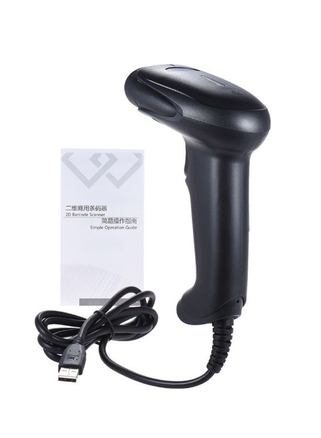 Generic Wired Handheld Barcode Image Scanner Black 