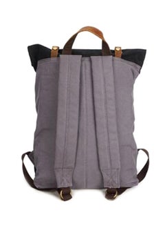 Four Am Retro Roll-Top Canvas  Rucksack Black/Grey  - Image 2