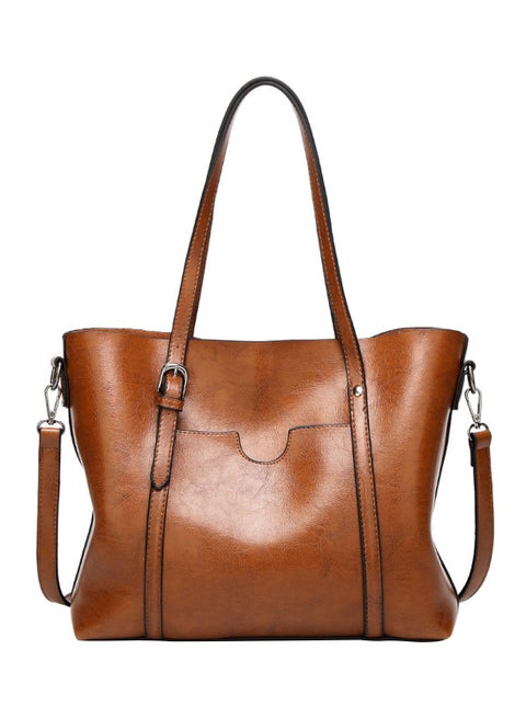 Retro Leather Tote Bag Brown
